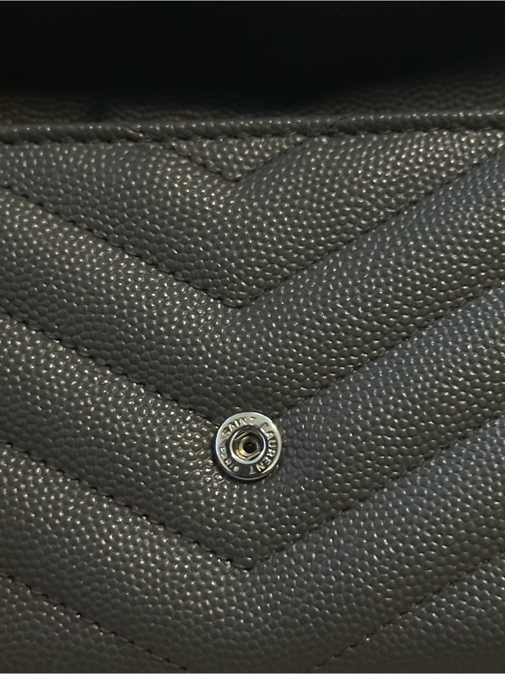 Authentic Saint Laurent Gray Quilted Leather Wallet with Silver YSL Emblem - Picture 11 of 14